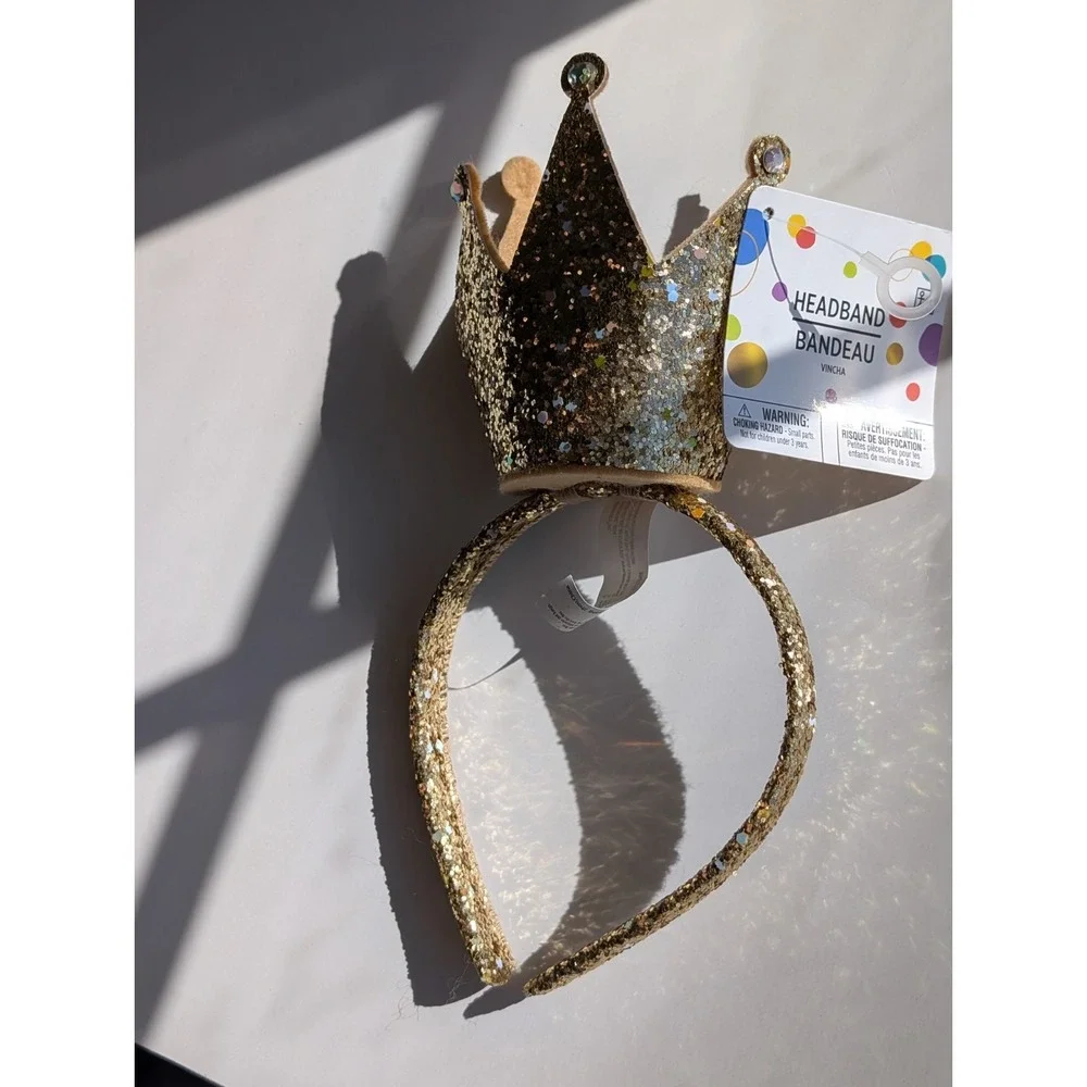 Gold Glitter Crown Headband Party Princess Birthday‎ Tiara Costume Accessory